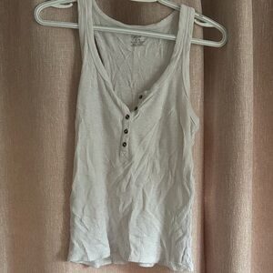 Aerie Cream Button-Front Tank Top